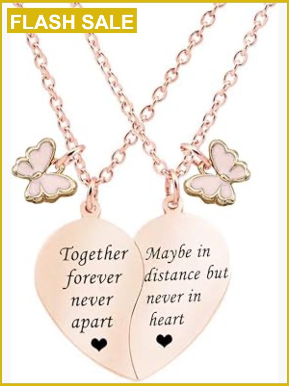 BFF Necklace Set of 2 - Matching Half Heart Pendant Necklace for Best Friends